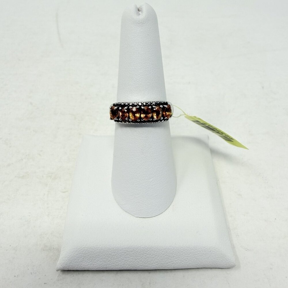 Shop LC Orange Sapphire Oval Shaped Size 7 Ring in Sterling Silver 1.50 cts 5409